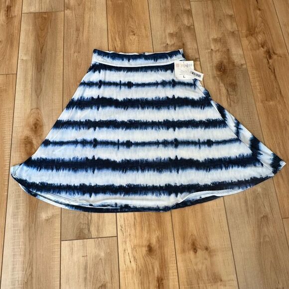 NWT LuLaRoe Azure Skirt Blue - White Size Large - Picture 3 of 8